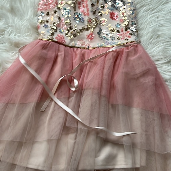 Girls Layered Dress with Tulle Skirt - Picture 3 of 5